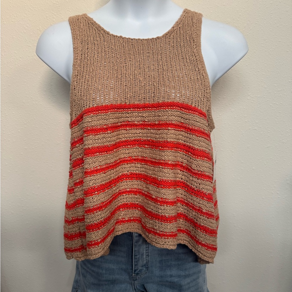 Striped Tan and orange Knit Tank Top